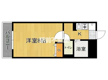 ルピナス西新(1K/3階)の間取り写真