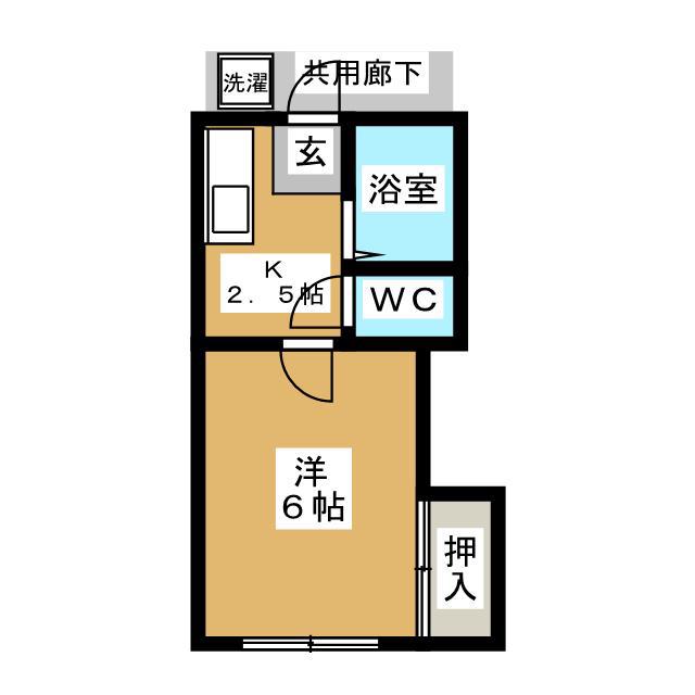 羽生ハイツ(1K/1階)の間取り写真