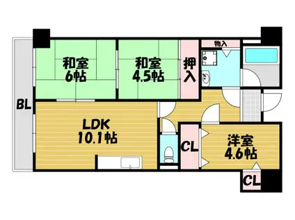 エコーハイツ(3LDK/1階)の間取り写真