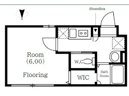 ミハス南烏山(1K/1階)の間取り写真