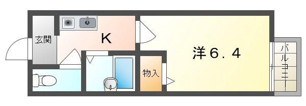 寝屋川菊池ハイツ(1K/2階)の間取り写真