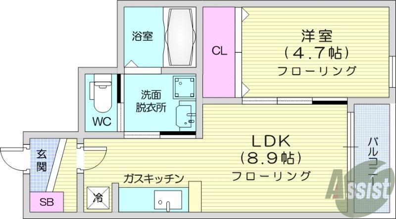 クレストⅦ(1LDK/1階)の間取り写真
