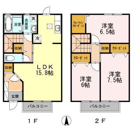 メゾン・ラフィーネ神野(3LDK/1階)の間取り写真