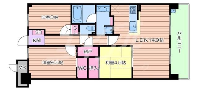 ミリカ・テラス 3街区(3LDK/4階)の間取り写真