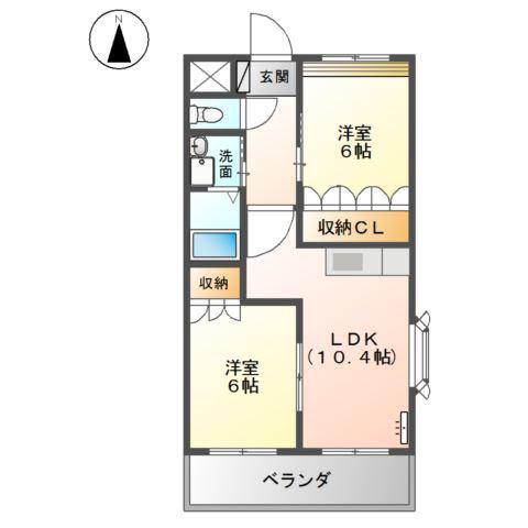 HAMAステイツ(2LDK/2階)の間取り写真