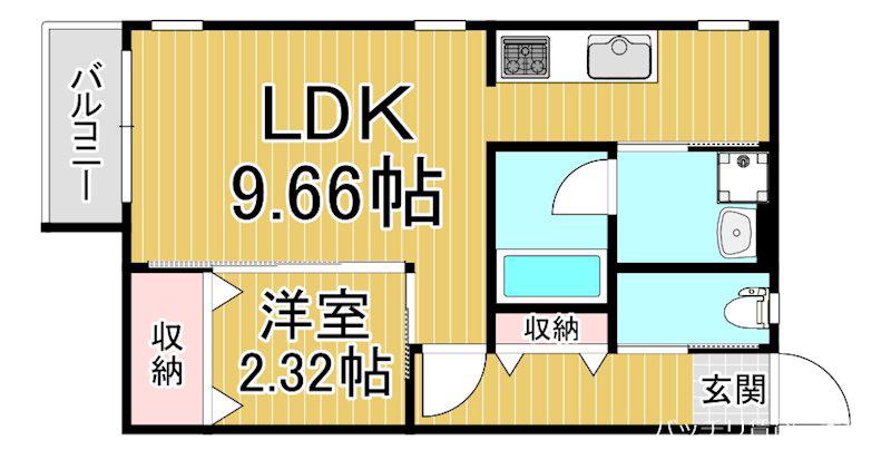 マイプレイス土井(1LDK/2階)の間取り写真