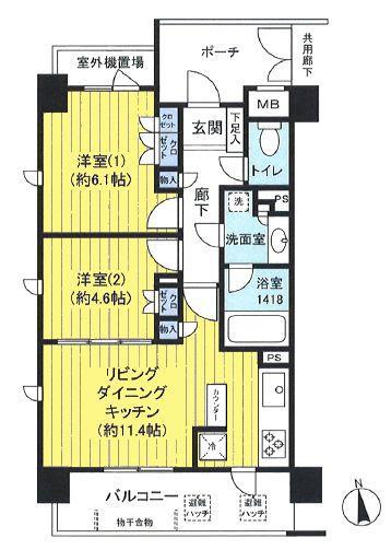 グランスイート文京小桜(2LDK/6階)の間取り写真