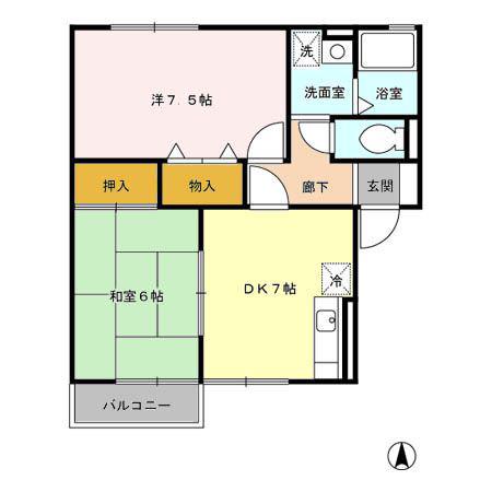 ヴィステリアA・B(2DK/2階)の間取り写真