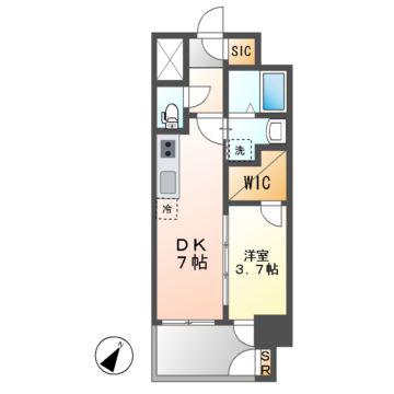 エステムコート名古屋新栄Vラポール(1DK/5階)の間取り写真