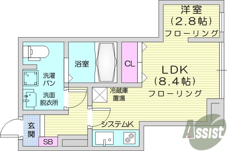 メリディアン多賀城新田(1LDK/1階)の間取り写真