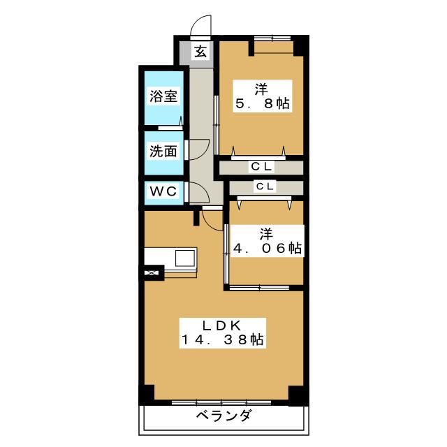 S-FORT四日市 ARCAM(2LDK/3階)の間取り写真