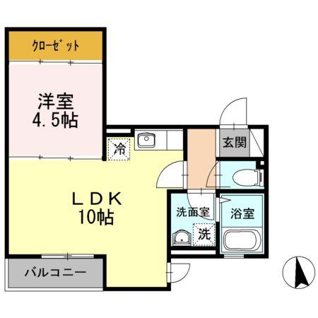 アルウス湘南(1LDK/2階)の間取り写真