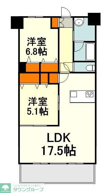 ロングエイト3(2LDK/6階)の間取り写真