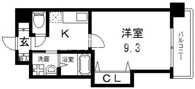 LUXE布施北I(1K/7階)の間取り写真