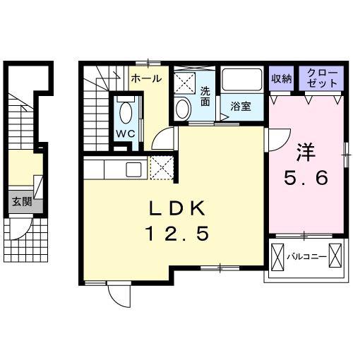 アリス I(1LDK/2階)の間取り写真