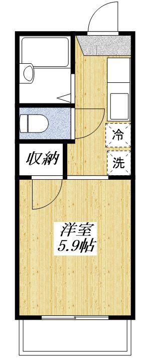 クレストハウス(ワンルーム/1階)の間取り写真