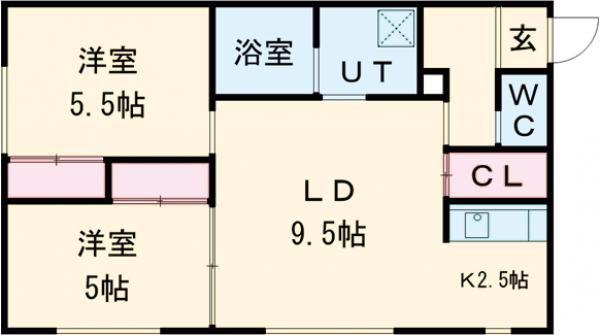 クラシックブルー(2LDK/2階)の間取り写真