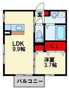 ソレイユ鳴水(1LDK/1階)の間取り写真