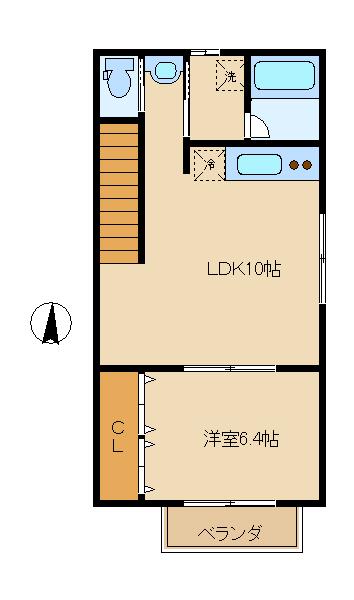 東が丘ハイツ(1LDK/2階)の間取り写真