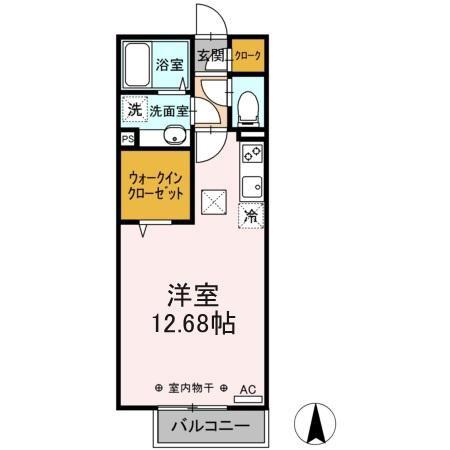 ラルーチェⅤ(ワンルーム/1階)の間取り写真