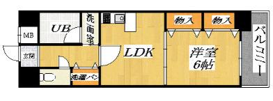 佐々木ビル(1LDK/2階)の間取り写真
