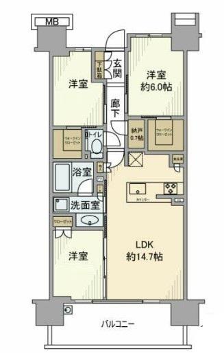 シティテラス赤羽 THE イースト(3LDK/12階)の間取り写真