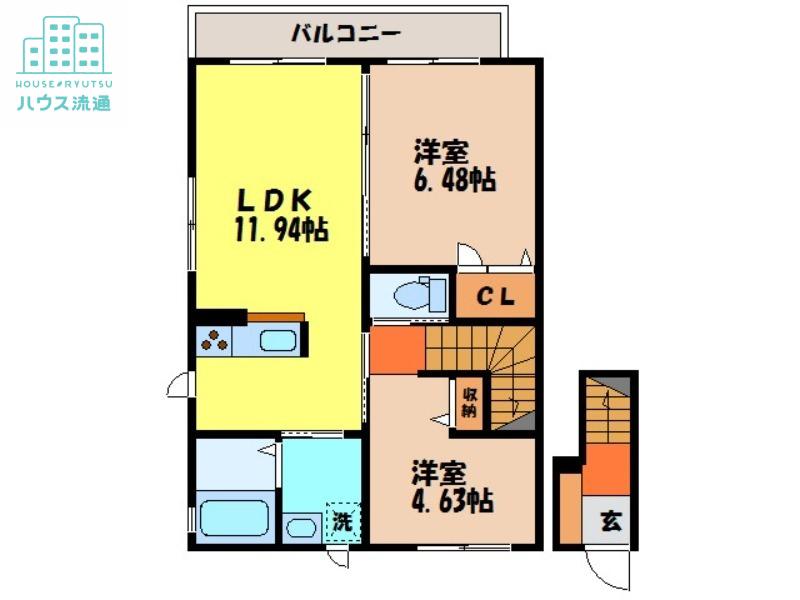 サンフラワー(2LDK/2階)の間取り写真