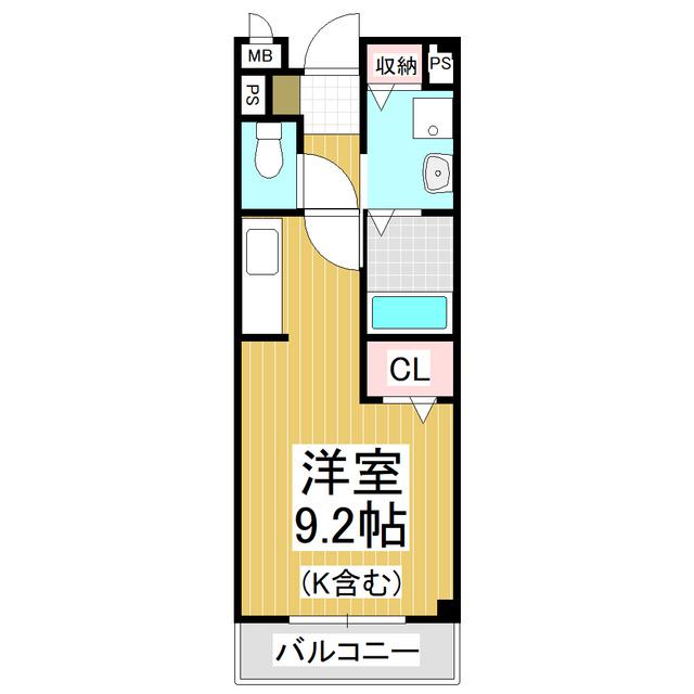 アベニ-ルハイムA(ワンルーム/2階)の間取り写真