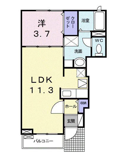 グランデ ニケ I(1LDK/1階)の間取り写真