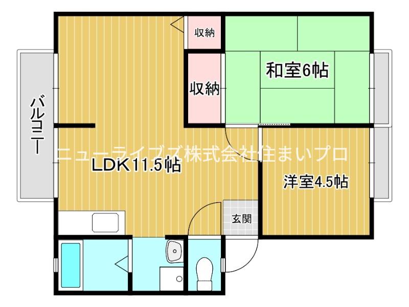 エスポワールB(2LDK/1階)の間取り写真