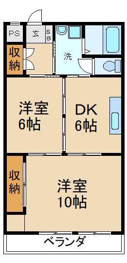 富田マンション(2DK/1階)の間取り写真