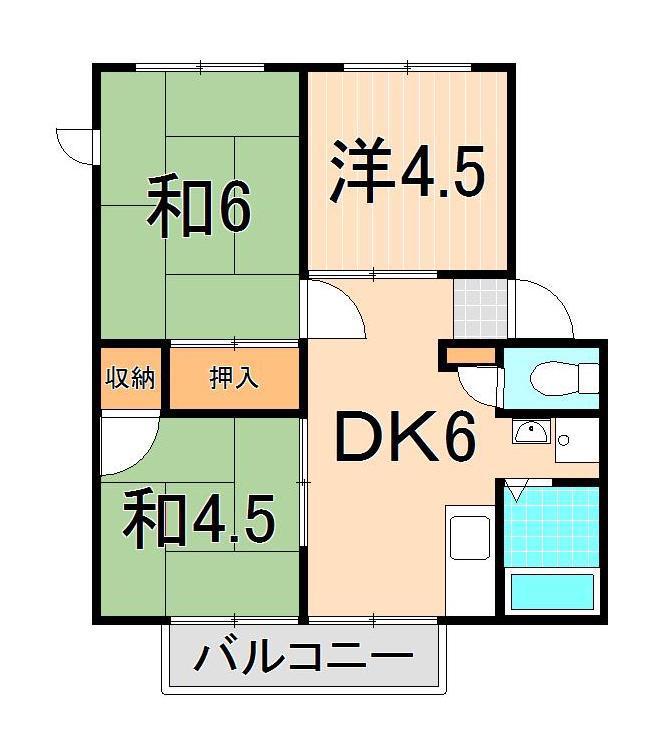 サンヴィレッジ綾瀬C(3DK/2階)の間取り写真