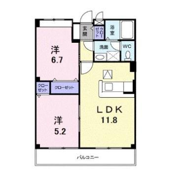 ボナール(2LDK/1階)の間取り写真