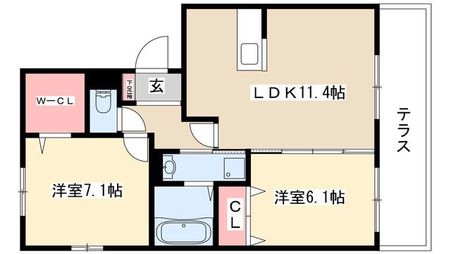 キャピタル大幸(2LDK/1階)の間取り写真