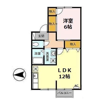 メモリー三千刈A(1LDK/2階)の間取り写真