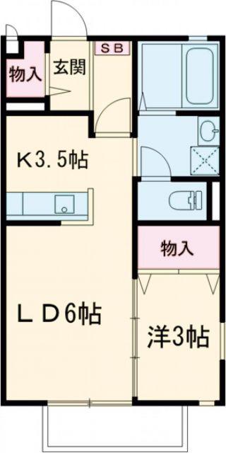 サンガーデン陽東A(1SK/1階)の間取り写真