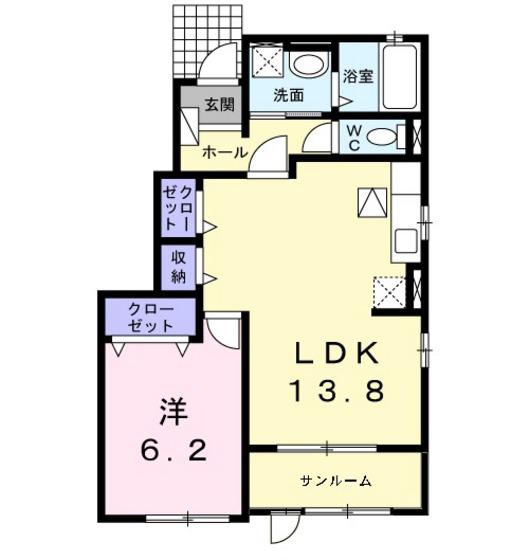 セイバリーM(1LDK/1階)の間取り写真