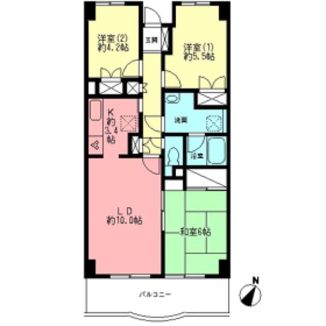 ロゼール壱番館(3LDK/3階)の間取り写真