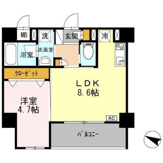 ドルチェ広島駅北口(1LDK/2階)の間取り写真