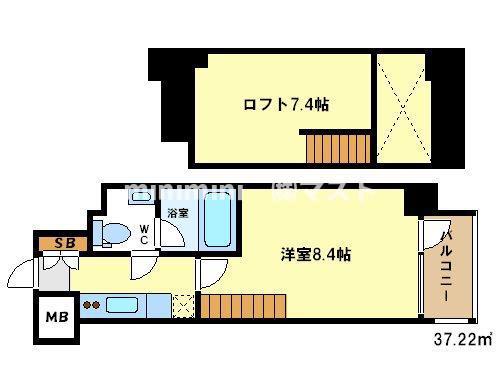 リセス大阪イースト(1SDK/12階)の間取り写真