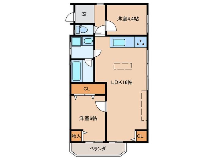 リノヴェール本山(2LDK/4階)の間取り写真