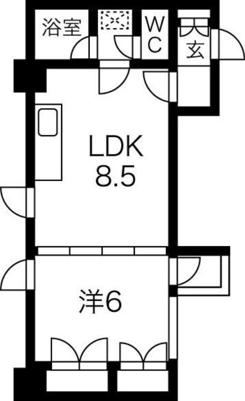 ベルヴィーコート本通III(1LDK/4階)の間取り写真