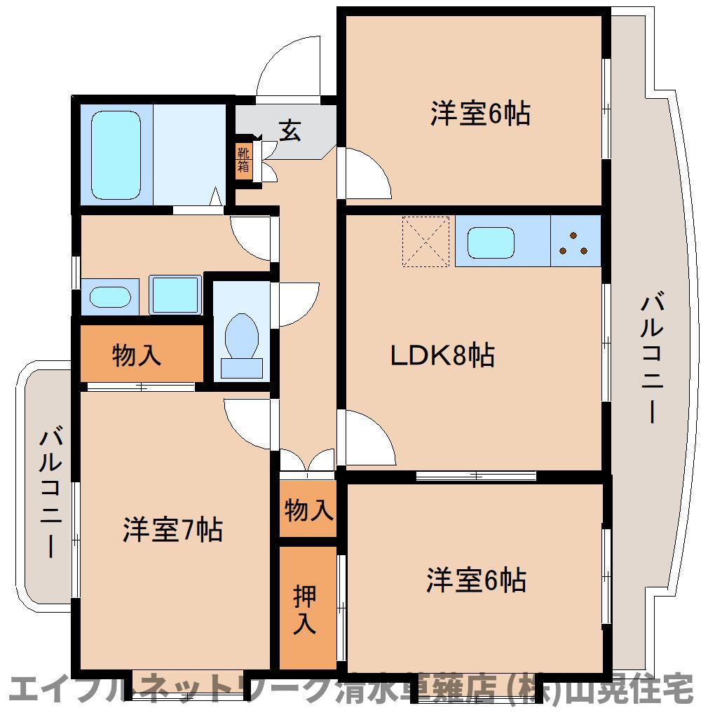 ビラトスカーナS(3LDK/1階)の間取り写真