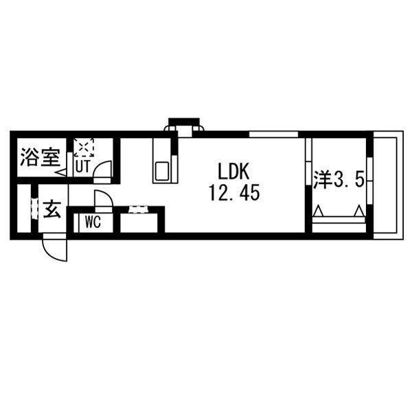 ティンガーラ須ヶ口 ウエスト(1LDK/2階)の間取り写真