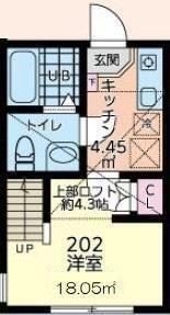 ジェノベーゼ(1K/2階)の間取り写真