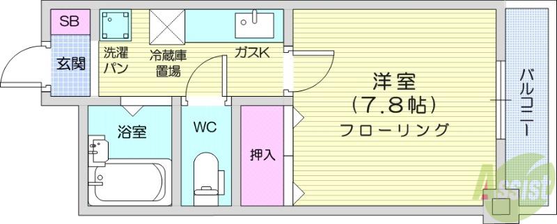 ステラハウスこめがふくろ(1K/3階)の間取り写真