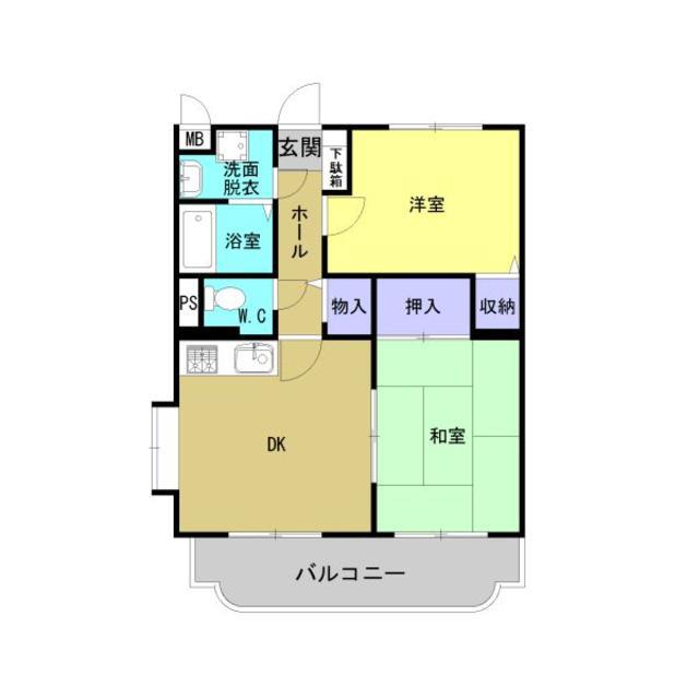 サングリーン藤沢(2DK/3階)の間取り写真