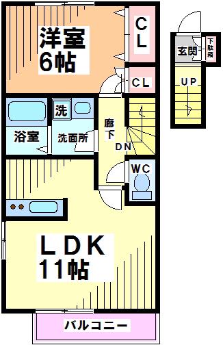 アネックス高井戸(1LDK/2階)の間取り写真