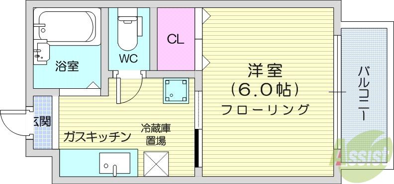 サマックス・アメーロ(1K/2階)の間取り写真