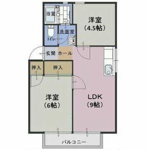 エスポワール A棟(2LDK/1階)の間取り写真